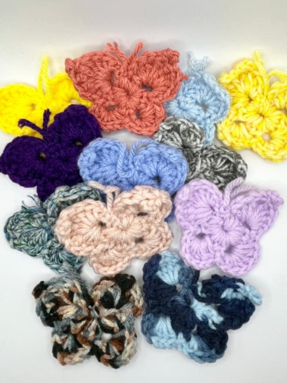 12pc Crochet Butterfly Appliqué Set - Handmade 2.5" Embellishment Lot